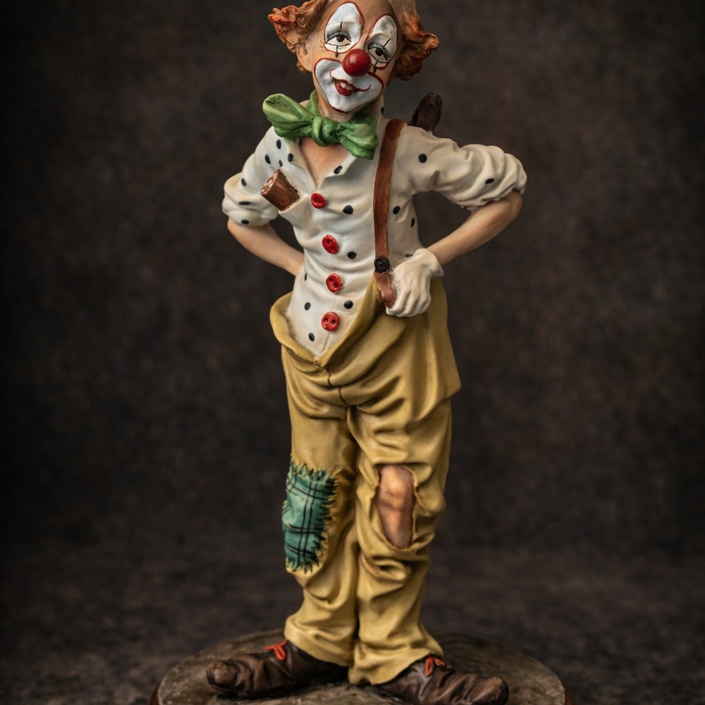 Large Vintage A Belcari Clown Statue-hand painted Italian Sculpture